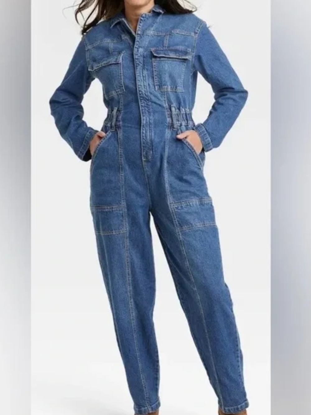 Universal Thread Blue Denim Utility Overalls - Picture 3 of 4